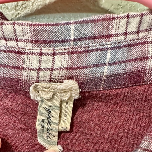 Gimmicks by BKE Burgundy Plaid Lace Kids Shirt - Picture 2 of 4